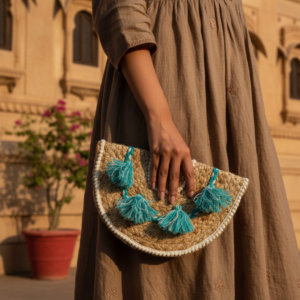 Elegant Jute Handbag with Woman  Bag Design code 93